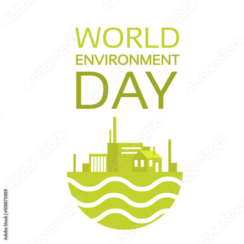 Silhouette Green Plant World Environment Day Factory Logo