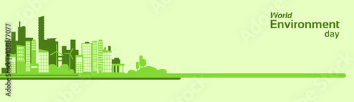 World Environment Day Green Silhouette City Eco Banner