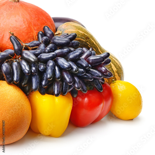 fruits and vegetables isolated on white background photo