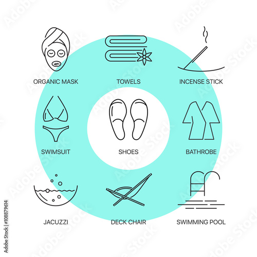 Premium spa thin line icons set. Exceptional elegant linear logo concept. Exclusive outline sign vector illustration.