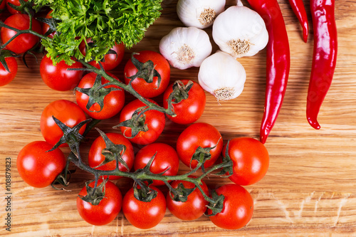 fresh vegetables on a wooden background