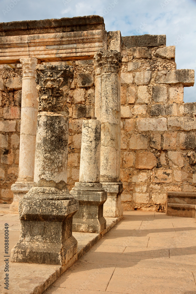 Ruins of the ancient Synagogue of Capharnaum build by a Roman centurion, Israel.