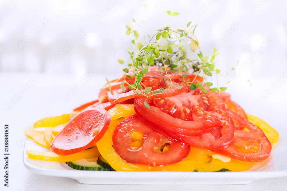 Vegetable salad on plate