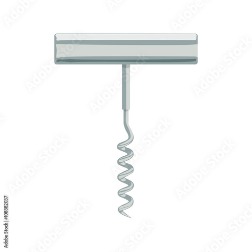 metal corkscrew vector illustration. steel corkscrew isolated on a white background