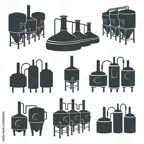 Set - beer brewery elements, icons, logos. Vector