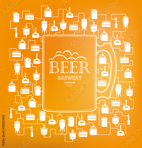 Card template with beer brewery element. Vector