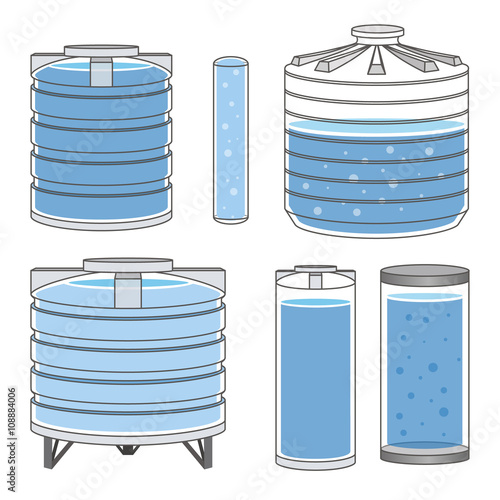 Industrial water tanks set. Vector