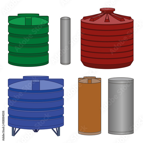 Industrial water tanks set. Vector
