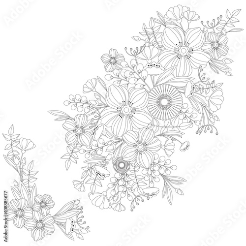 Adult Coloring Book Floral Pattern - vector eps 10