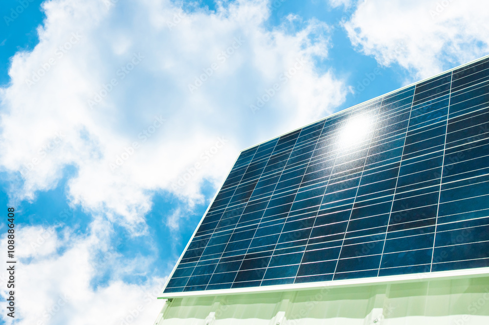Obraz premium solar cell with sky and cloud