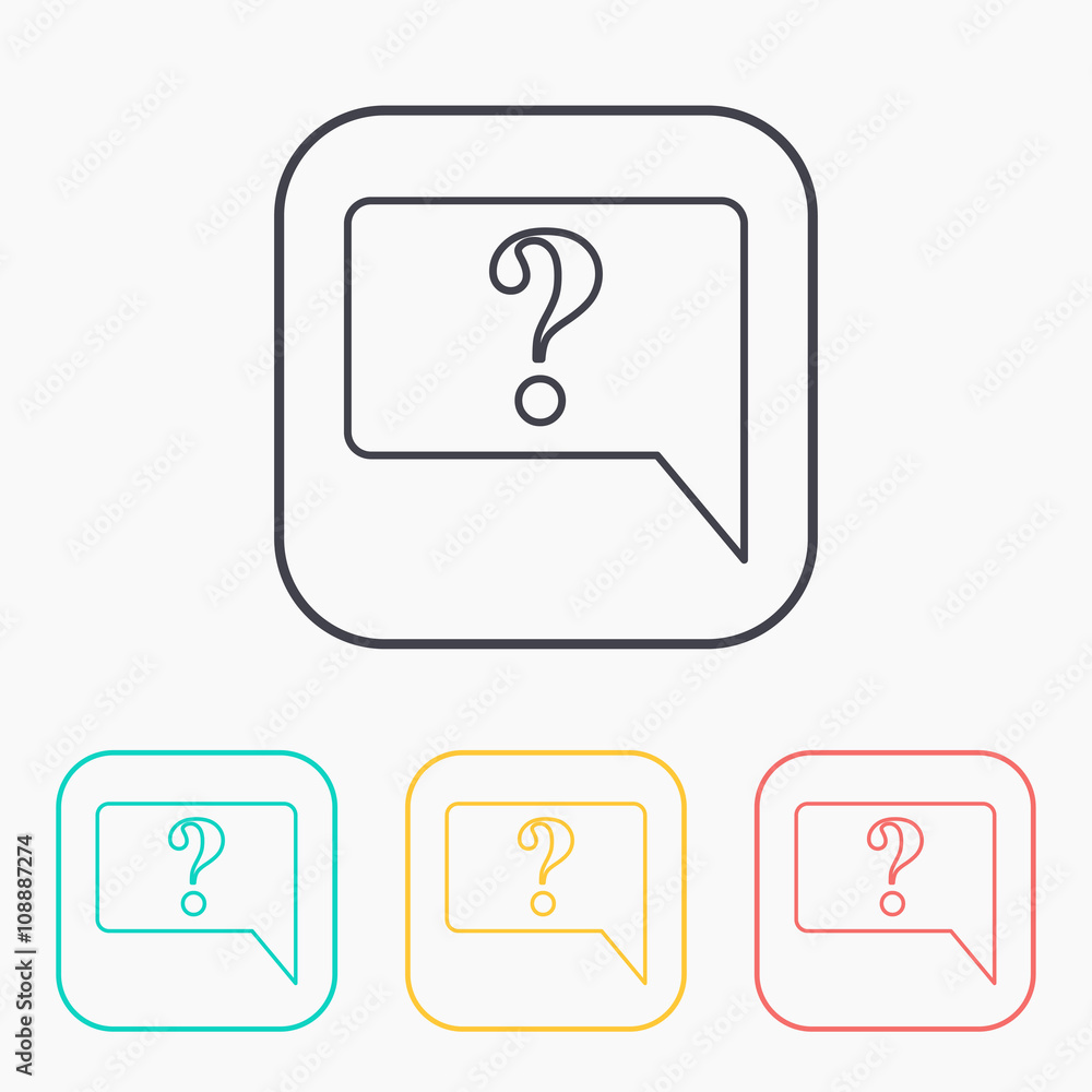 Icon of speech bubble with question mark, vector illustration Icon of speech bubble with question mark, vector illustration