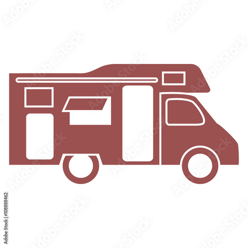 Stylized icon of a colored caravan