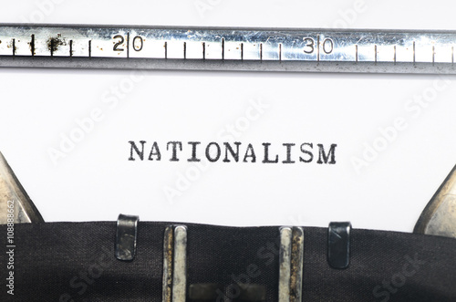 Word nationalism typed on typewriter