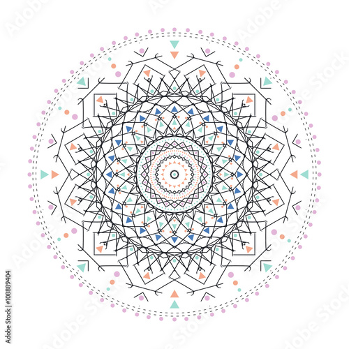 Trendy hipster colored circle, bright philosophical symbol, circular elements that are a religious,