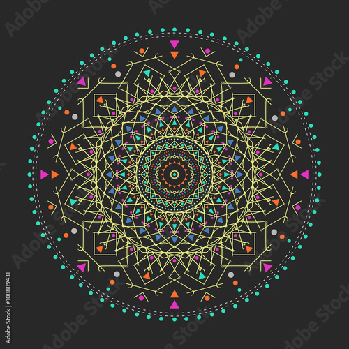 Trendy hipster colored circle, bright philosophical symbol, circular elements that are a religious,