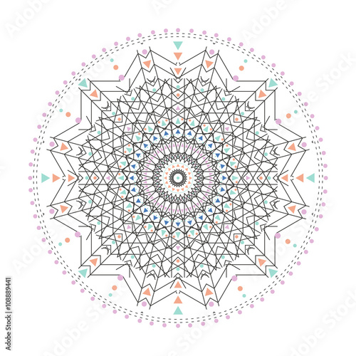 Trendy hipster colored circle, bright philosophical symbol, circular elements that are a religious,