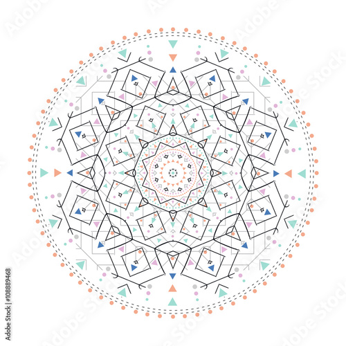 Trendy hipster colored circle, bright philosophical symbol, circular elements that are a religious,