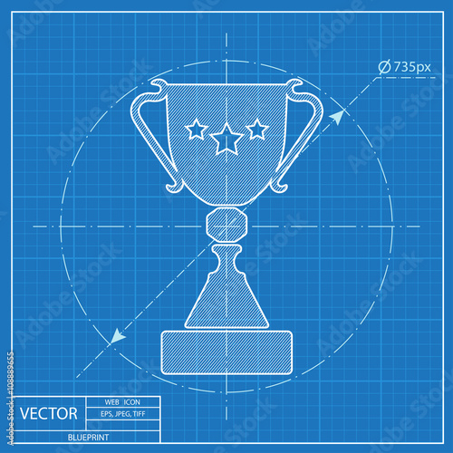 Vector Champions Cup symbol with stars on blue background