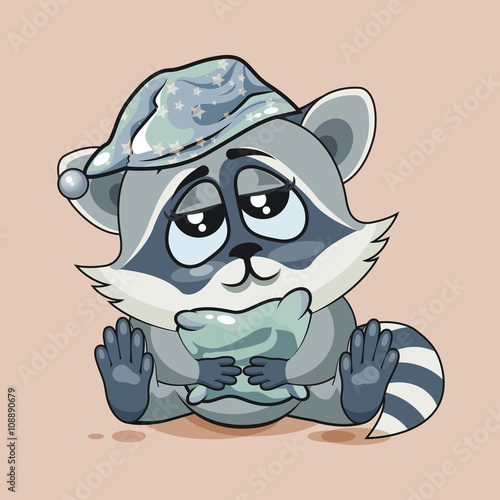 Raccoon cub drowsy