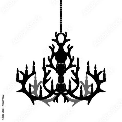 chandelier silhouette isolated on White background