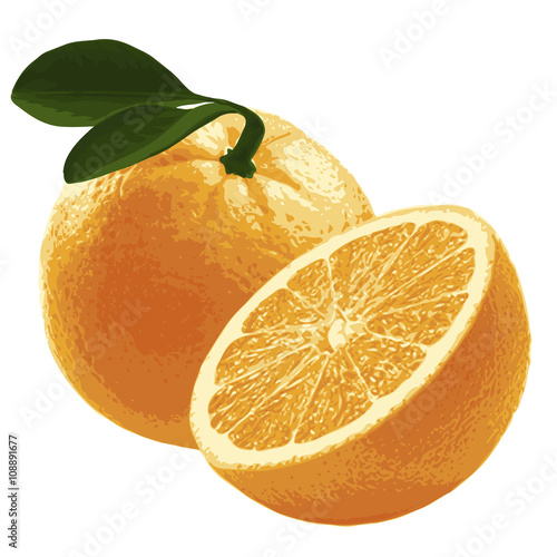 orange with green leaves