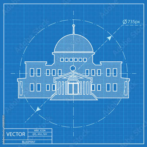 government building. Blueprint style