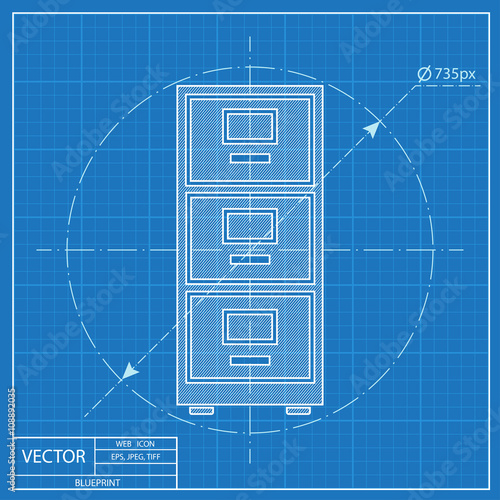 cabinet icon. Blueprint style