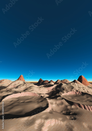 Fototapeta Naklejka Na Ścianę i Meble -  3D illustration of mountain landscape