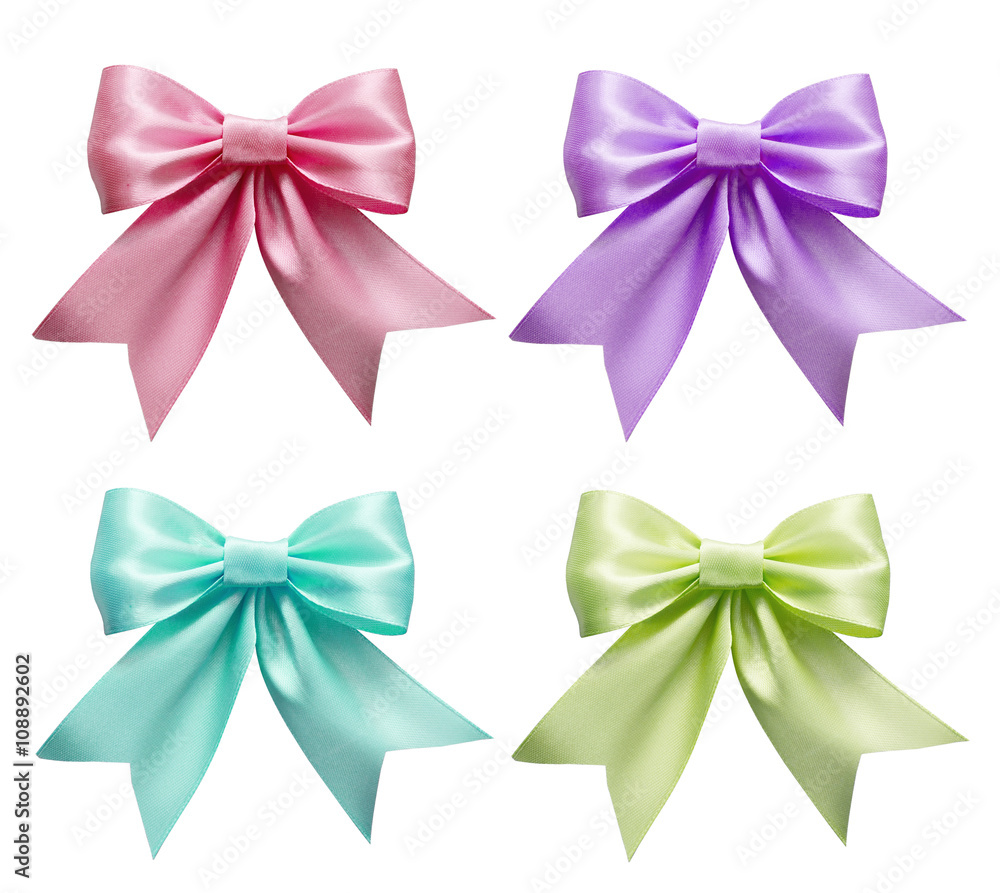 Set of colorful silk ribbon bows Set of colorful silk ribbon bows