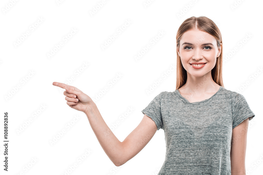 Beautiful young woman on white background Beautiful young woman on white background