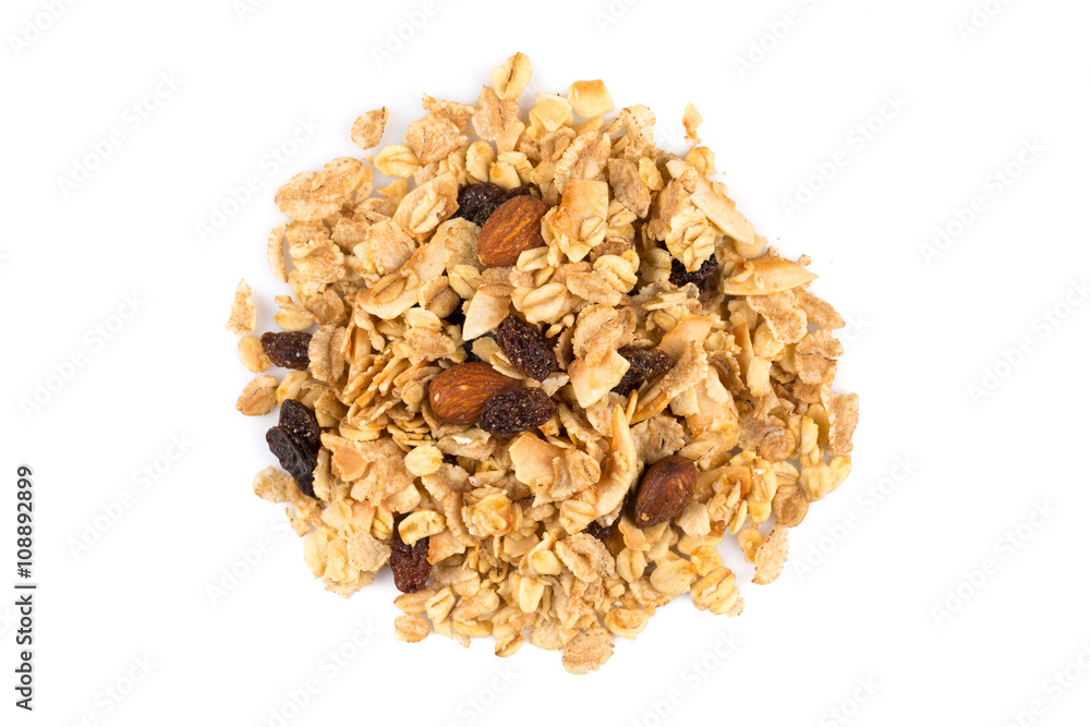 breakfast cereals on white