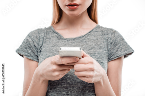 Wallpaper Mural Beautiful young woman on white background Torontodigital.ca