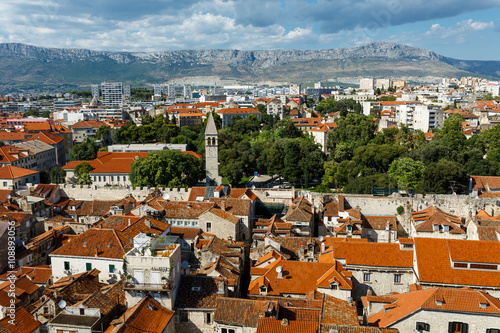 View over the red roofs of houses