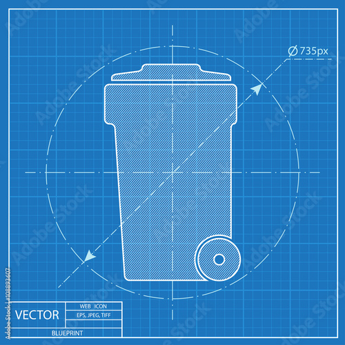 Blueprint icon of trash can