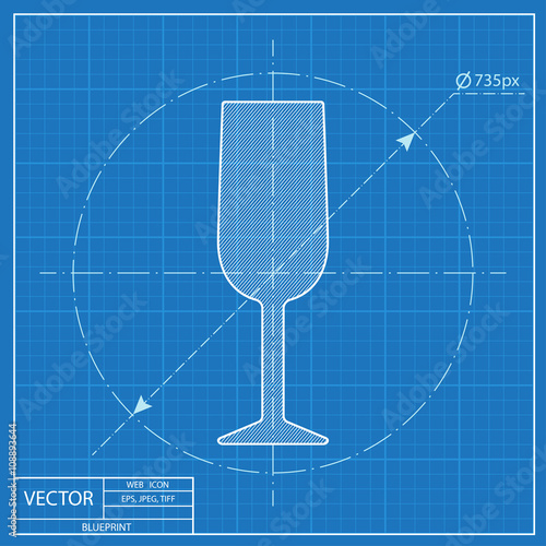 Blueprint icon of wine glass