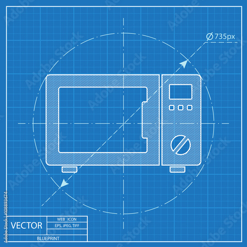 Blueprint icon of microwave oven
