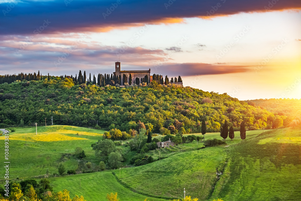 Fototapeta premium Beautiful tuscany landscape at sunset , Italy
