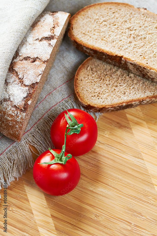 Sliced loaf of gray floured bread Sliced loaf of gray floured bread