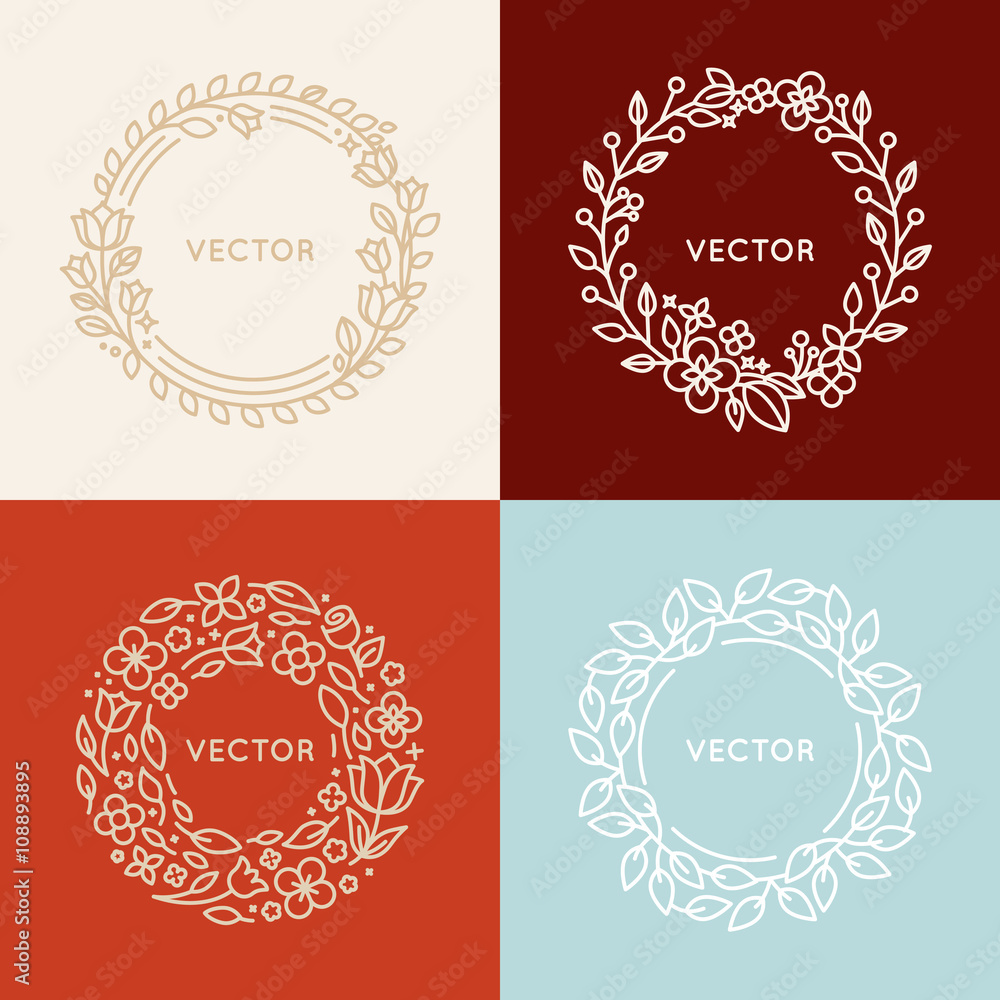 Vector set of logo design templates and monogram concepts in tre Vector set of logo design templates and monogram concepts in tre