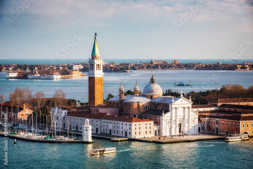 Aerial view at San Giorgio Maggiore island, Venice, Italy