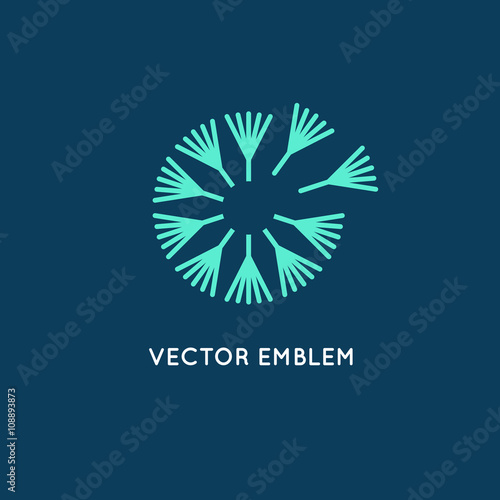 Vector logo design template in linear style - dandelion concept