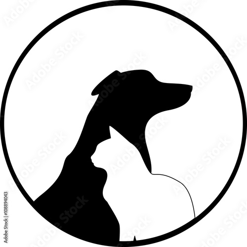 Composition of Dog and Cat Silhouettes