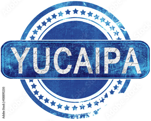 yucaipa grunge blue stamp. Isolated on white. photo