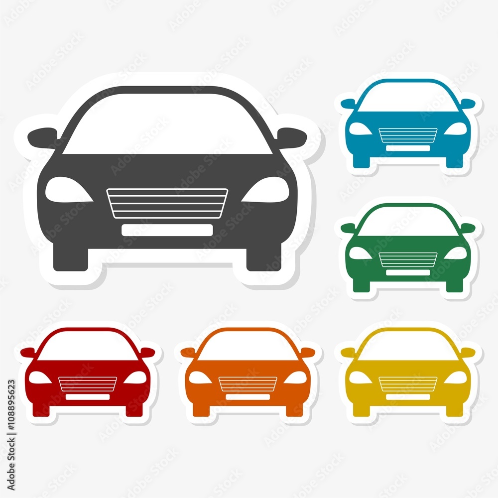 Multicolored paper stickers - Car icon