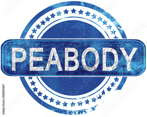 peabody grunge blue stamp. Isolated on white. photo