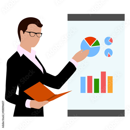 business woman before an economic chart