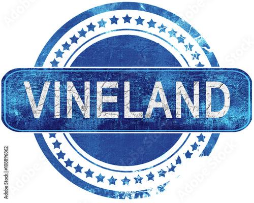 vineland grunge blue stamp. Isolated on white. photo