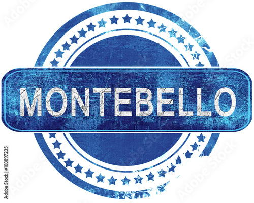 montebello grunge blue stamp. Isolated on white. photo