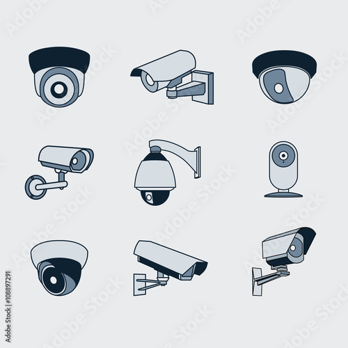 set of icons surveillance camera