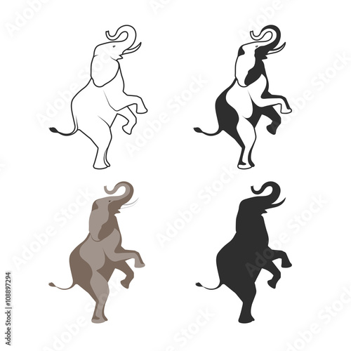 circus elephant on back legs illustration